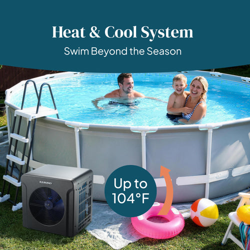 Elejourney Pool Heat Pump for Above Ground Pools up to 6,500 Gallons, 18000 BTU Heater & Cooler with Touch Control