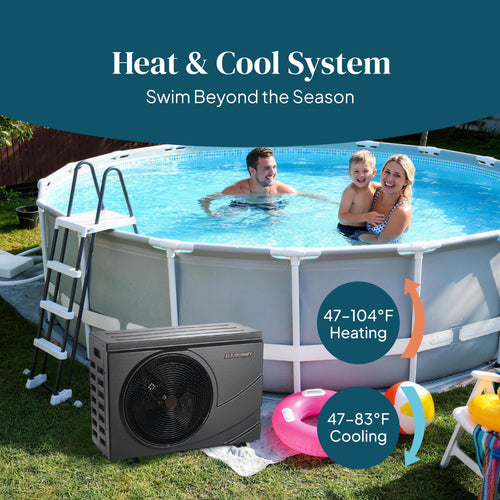 Pool Heat Pump for Above Ground & Inground Pools up to 9,000 Gallons, 35000 BTU Heater & Cooler with Touch Control