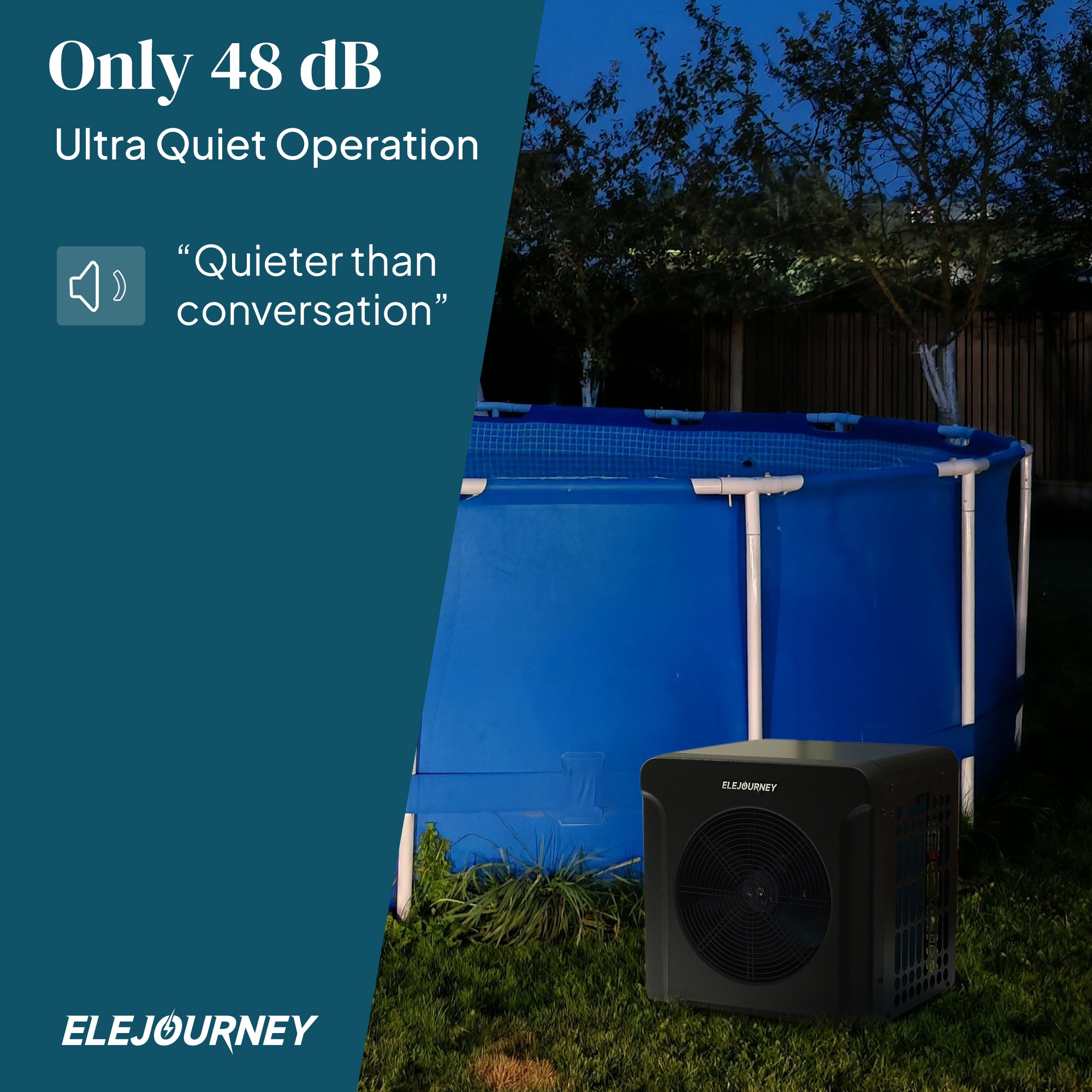 Elejourney Pool Heat Pump for Above Ground Pools up to 5,000 Gallons, 18000 BTU Heater & Cooler with Touch Control