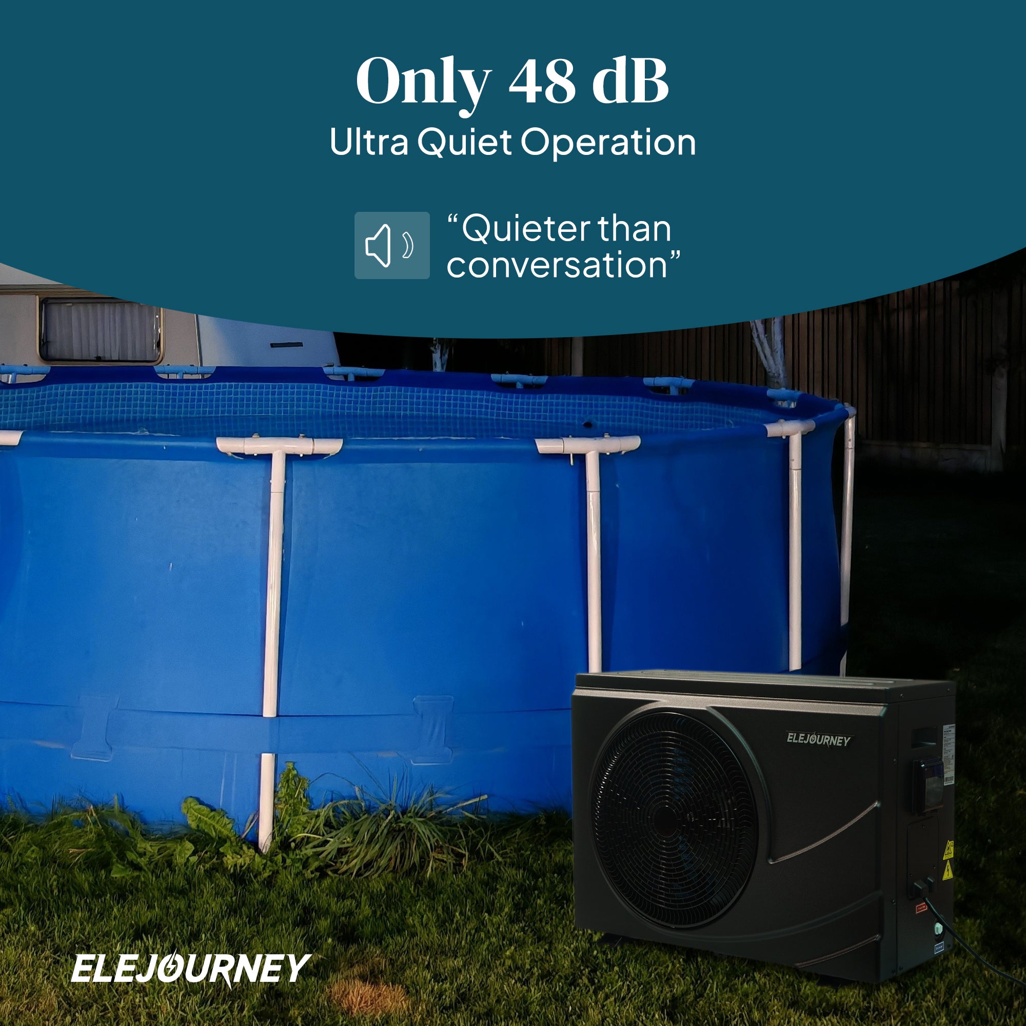 Elejourney Pool Heat Pump for Above Ground & Inground Pools up to 9,000 Gallons, 35000 BTU Heater & Cooler with Touch Control