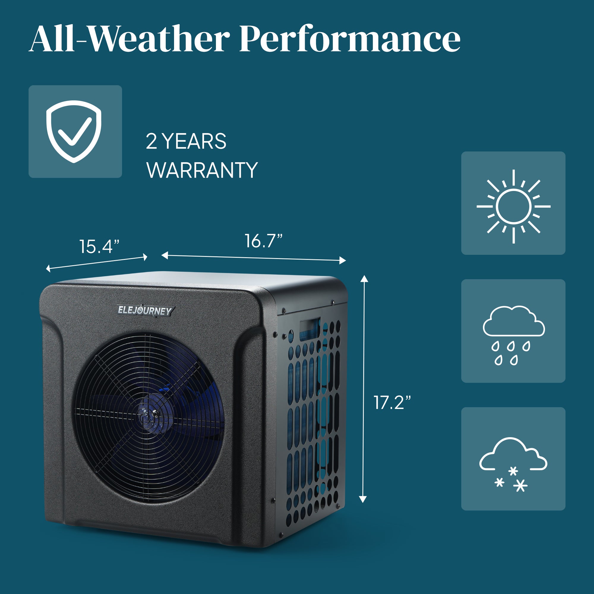 Elejourney Pool Heat Pump for Above Ground Pools up to 5,000 Gallons, 18000 BTU Heater & Cooler with Touch Control